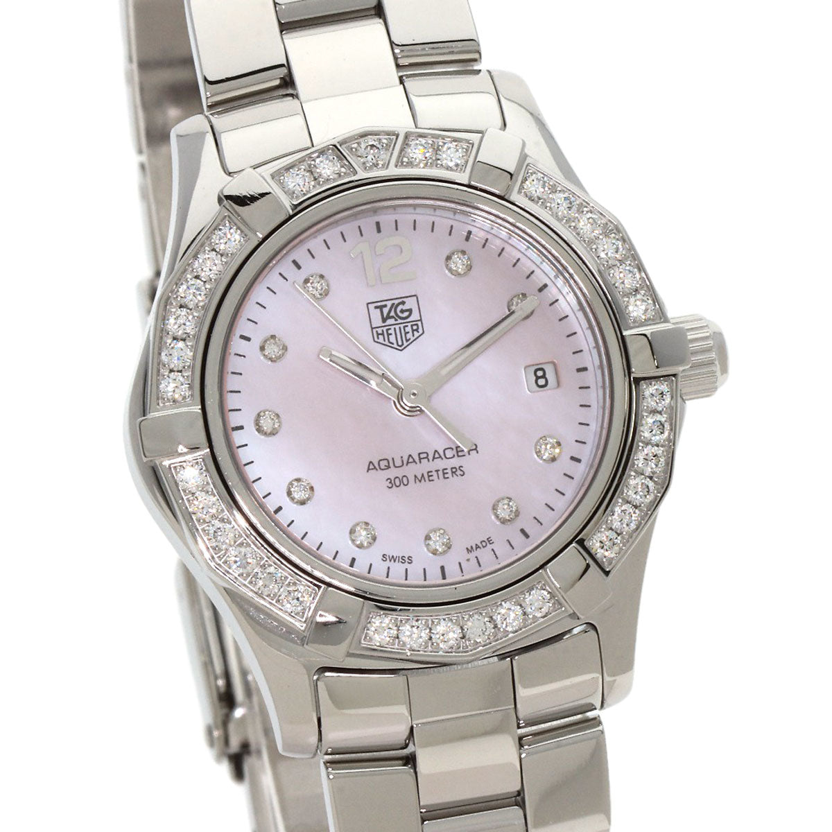 TAG HEUER Aquaracer Bezel 10P Diamond Watches WAF141B Stainless Steel/Stainless Steel Ladies