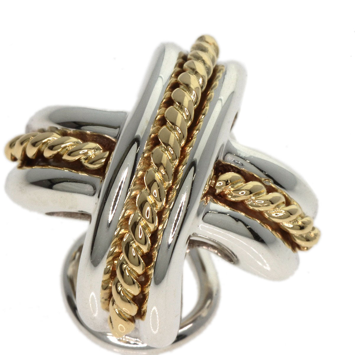 TIFFANY&Co. Signature cross Earring Silver 18K Yellow GoldLadies [Used]