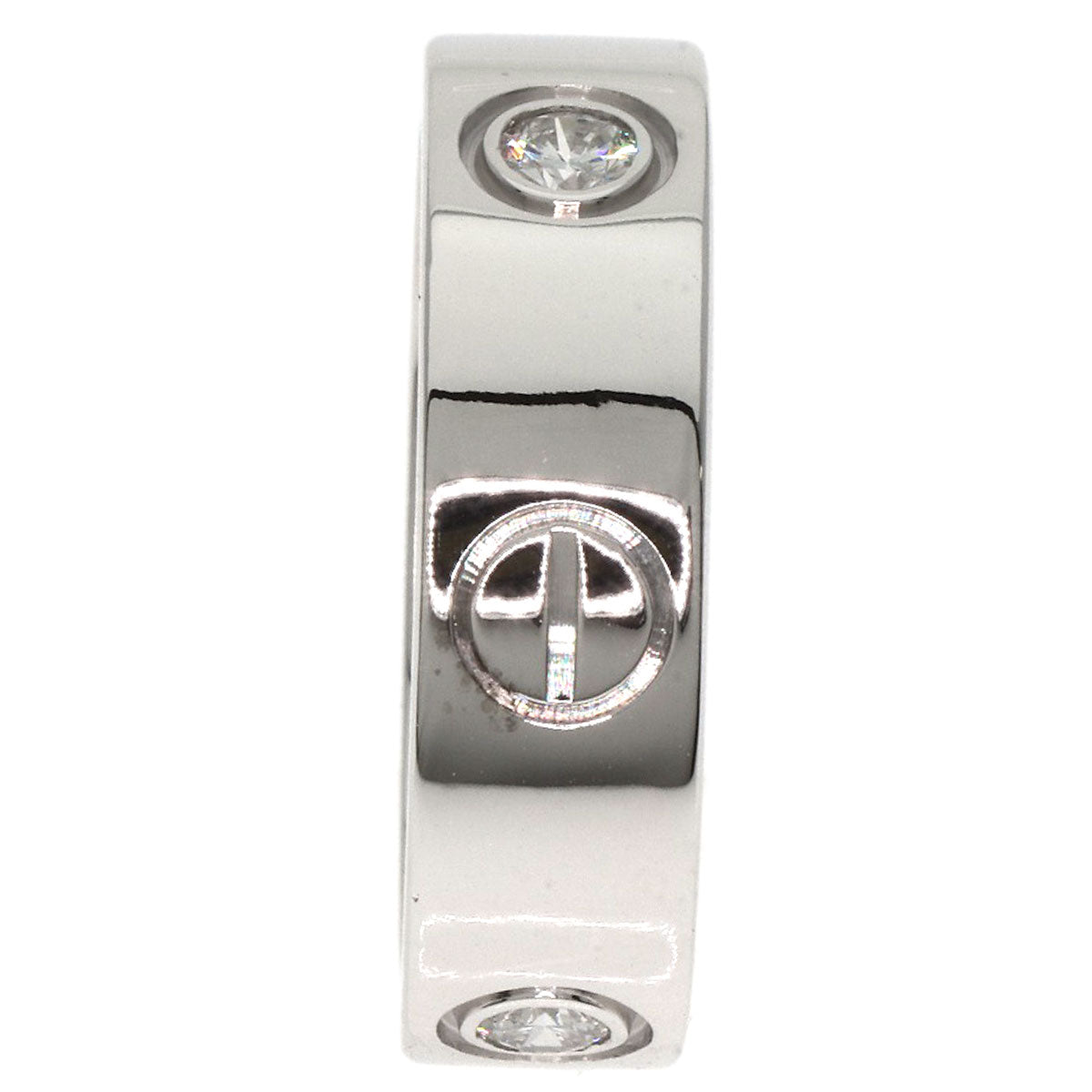 CARTIER love ring half diamond #50 Ring K18 White Gold Ladies [Used]