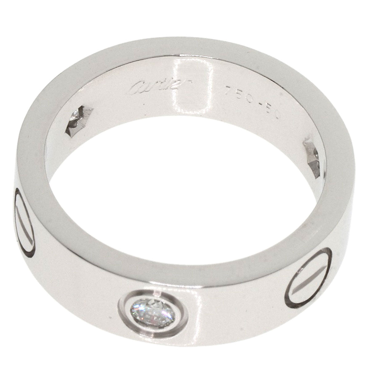 CARTIER love ring half diamond #50 Ring K18 White Gold Ladies [Used]