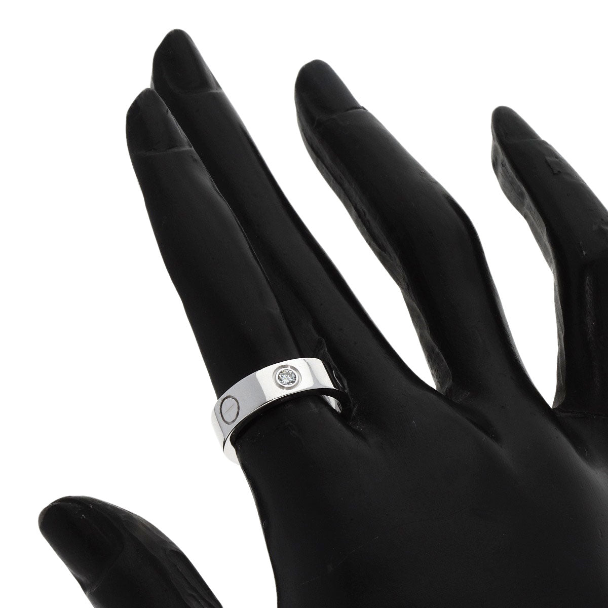 CARTIER love ring half diamond #50 Ring K18 White Gold Ladies [Used]