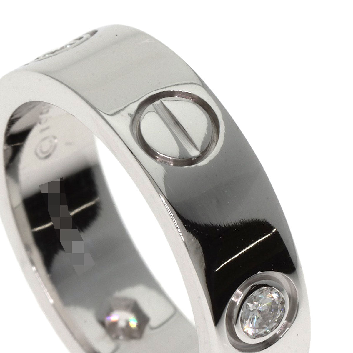 CARTIER love ring half diamond #50 Ring K18 White Gold Ladies [Used]