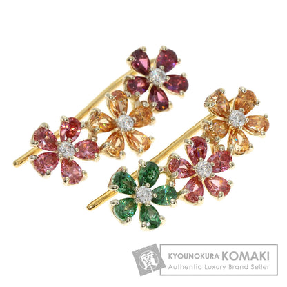 Ponte Vecchio Flower motif Cubic zirconia earring K10 Yellow Gold Gold PlatedLadies [Used]