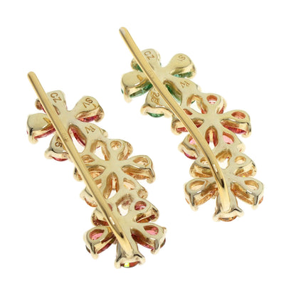 Ponte Vecchio Flower motif Cubic zirconia earring K10 Yellow Gold Gold PlatedLadies [Used]