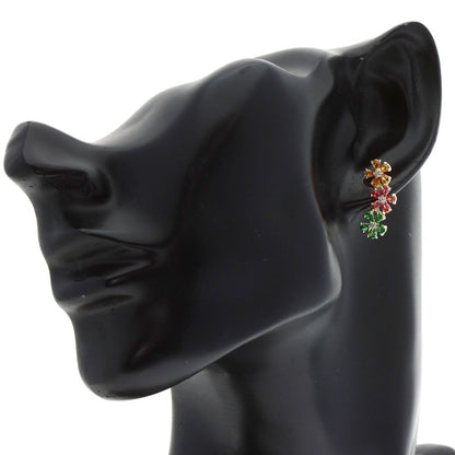 Ponte Vecchio Flower motif Cubic zirconia earring K10 Yellow Gold Gold PlatedLadies [Used]