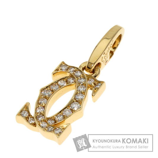 CARTIER 2C charm diamond Pendant top K18 Yellow Gold Ladies [Used]