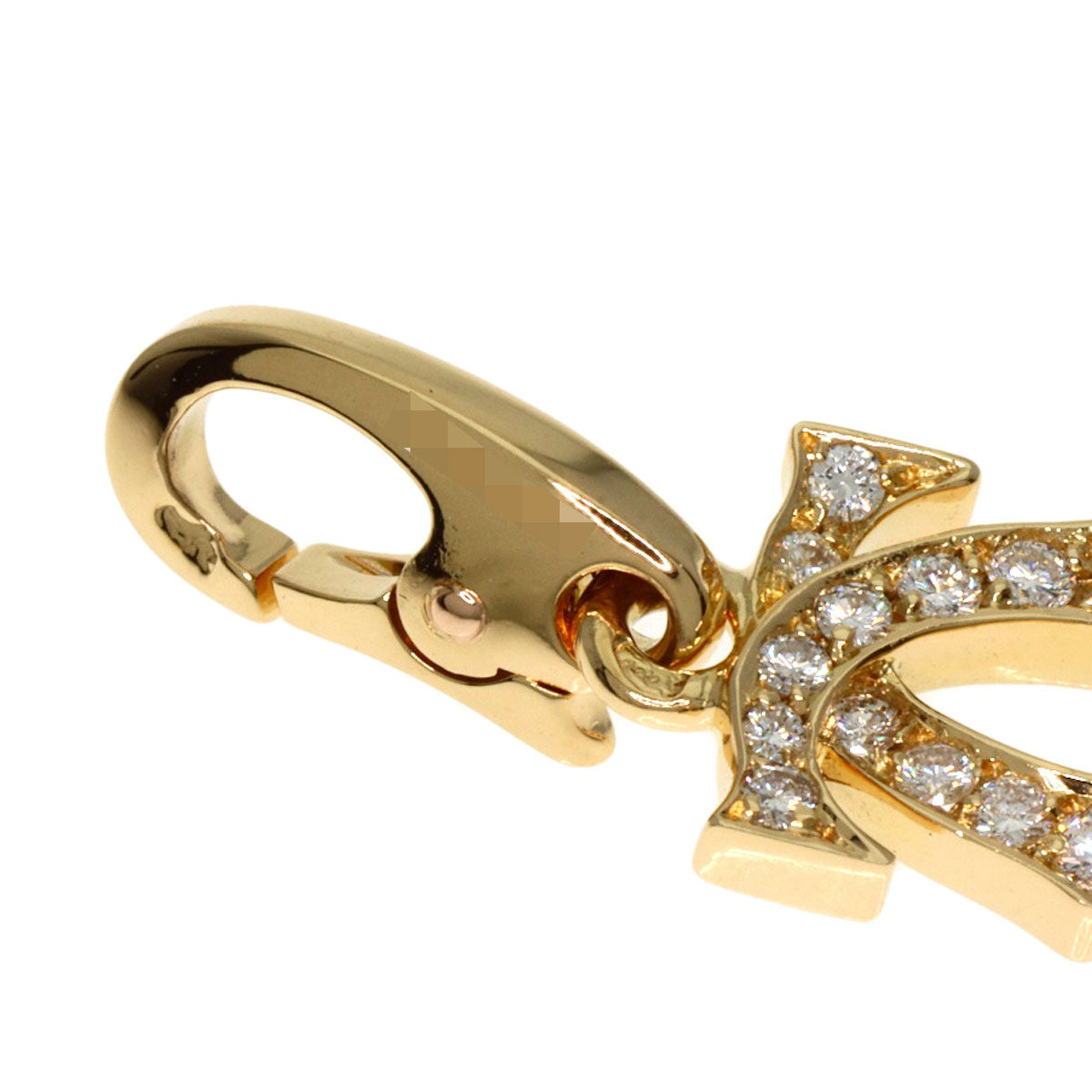 CARTIER 2C charm diamond Pendant top K18 Yellow Gold Ladies [Used]
