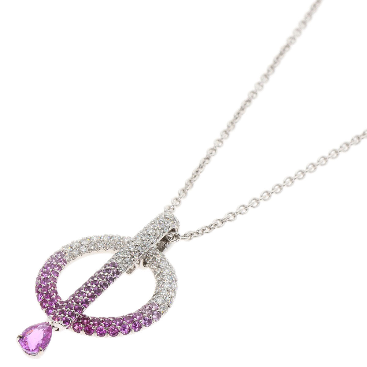 CHANEL Pink Sapphire Diamond Necklace K18 White Gold Ladies [Used]