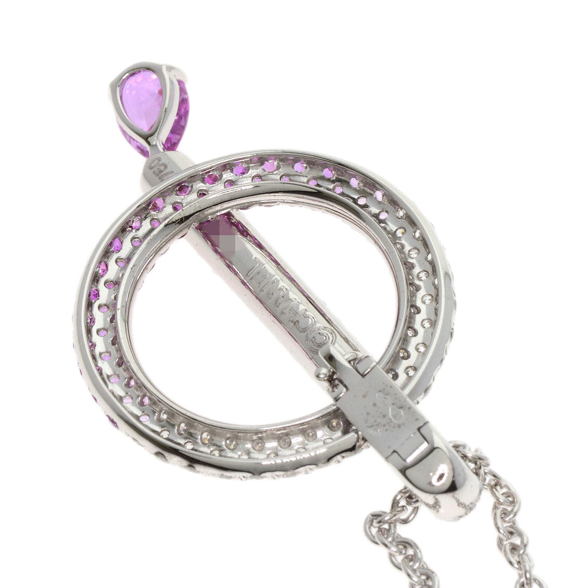 CHANEL Pink Sapphire Diamond Necklace K18 White Gold Ladies [Used]