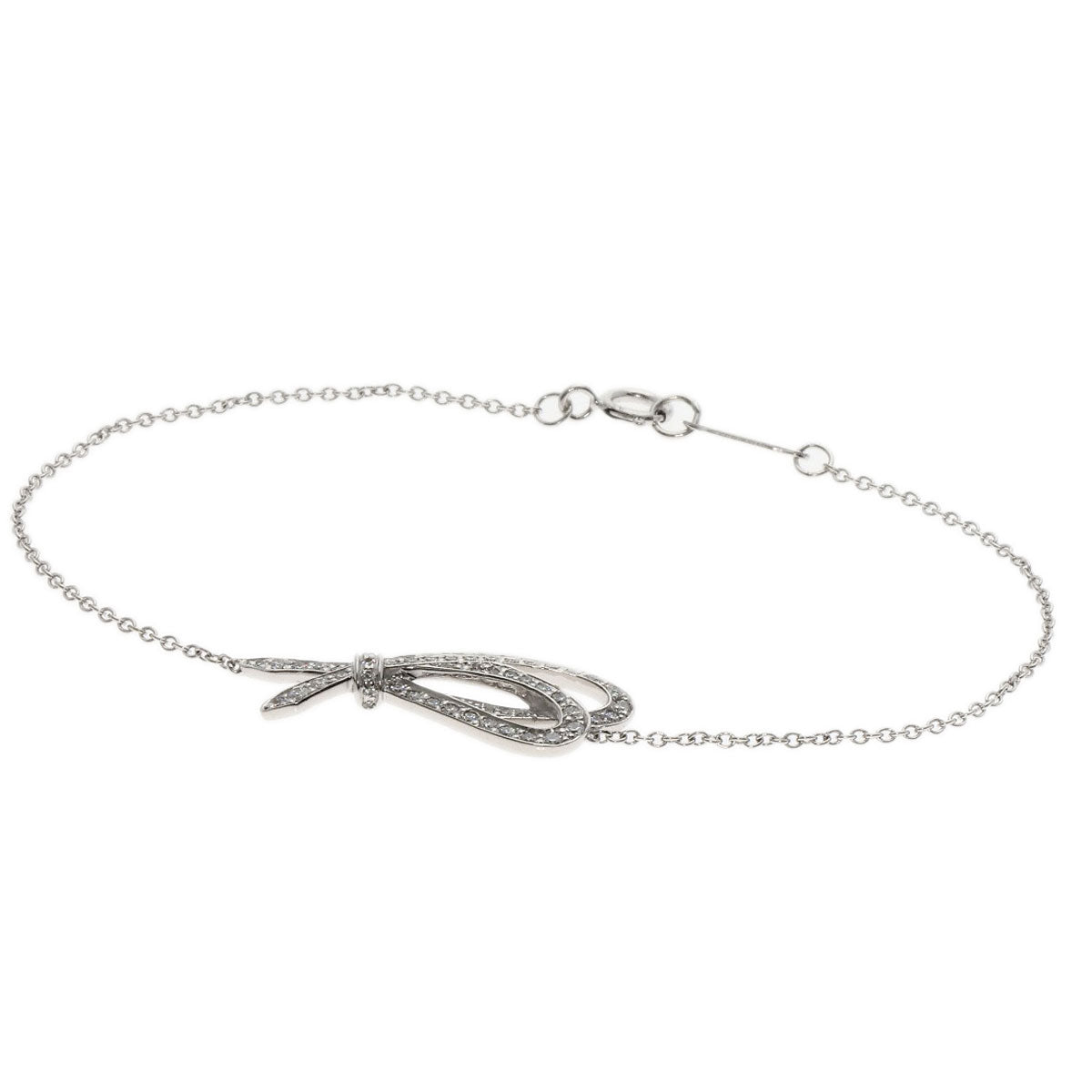 TIFFANY&Co. Bow Ribbon Diamond Bracelet K18 White Gold Ladies [Used]