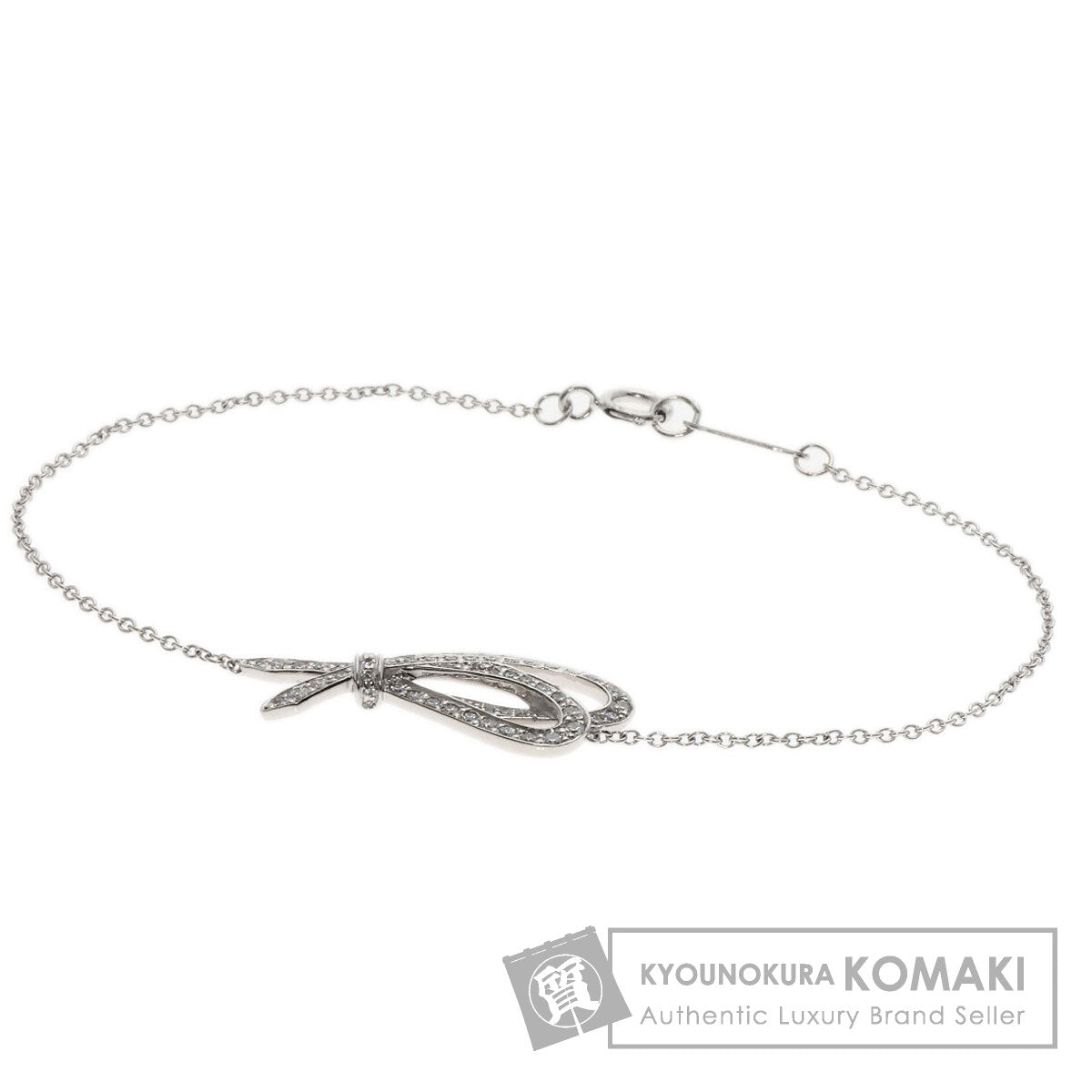 TIFFANY&Co. Bow Ribbon Diamond Bracelet K18 White Gold Ladies [Used]