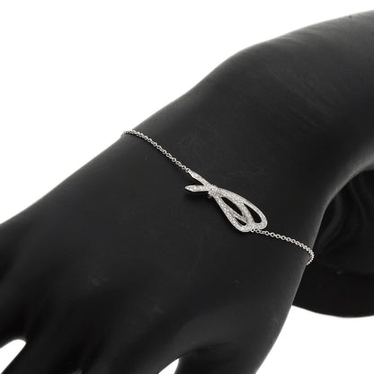TIFFANY&Co. Bow Ribbon Diamond Bracelet K18 White Gold Ladies [Used]