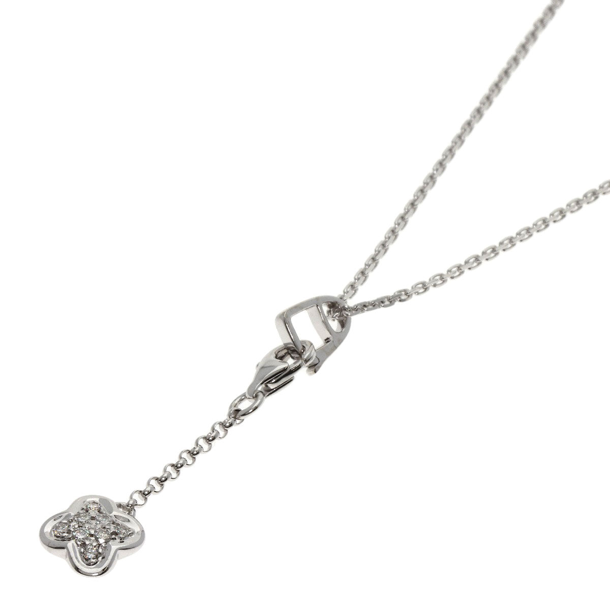 MAUBOUSSIN Flower Diamond Charm Necklace K18 White Gold Ladies [Used]
