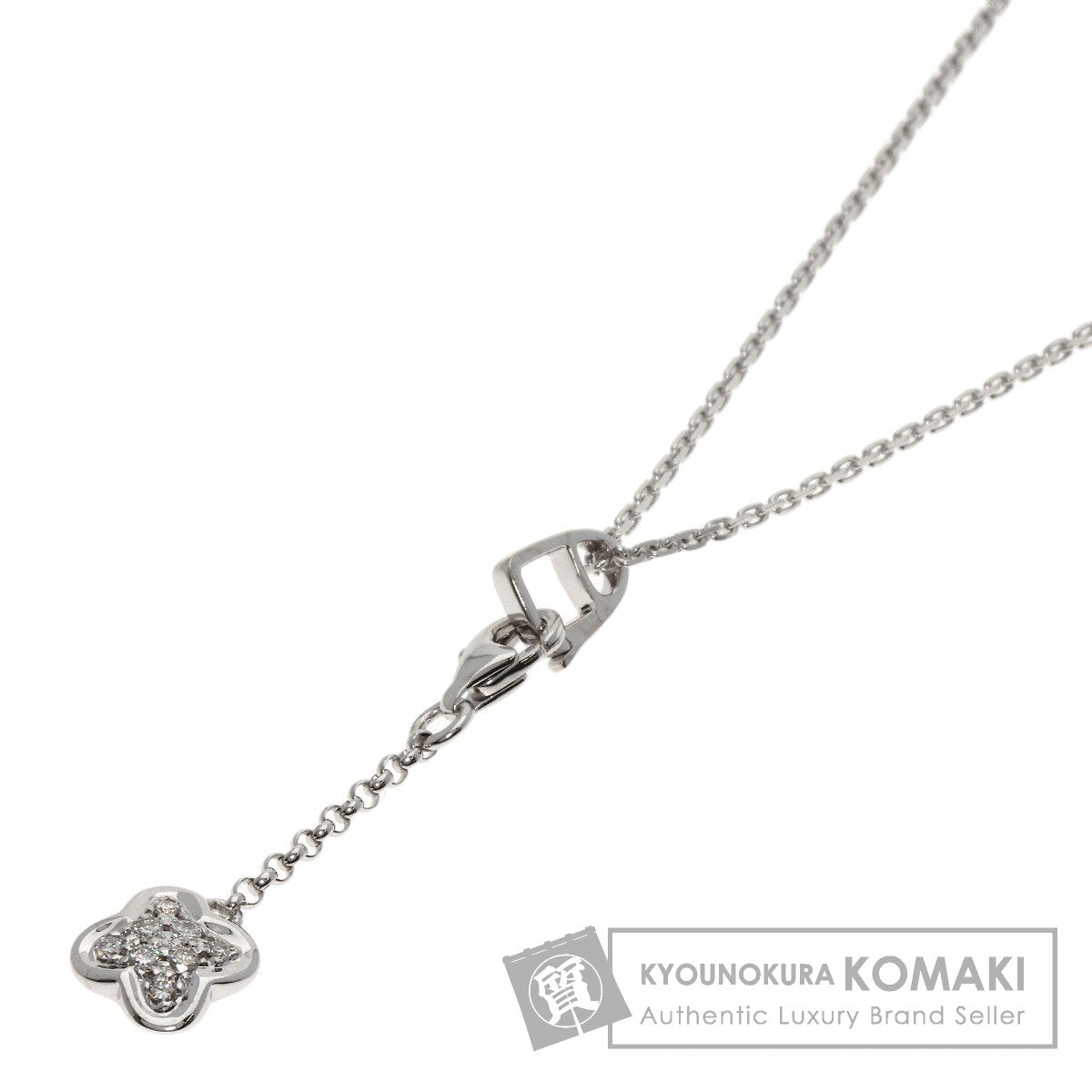 MAUBOUSSIN Flower Diamond Charm Necklace K18 White Gold Ladies [Used]