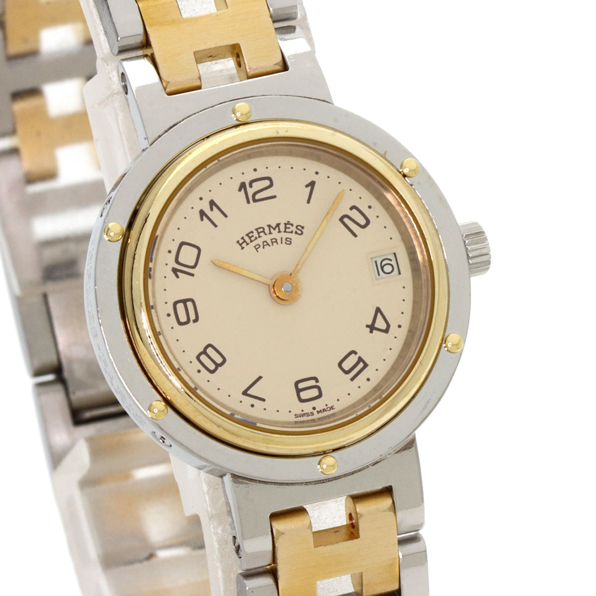 HERMES clipper old buckle Watches Stainless Steel/SSxGP Ladies