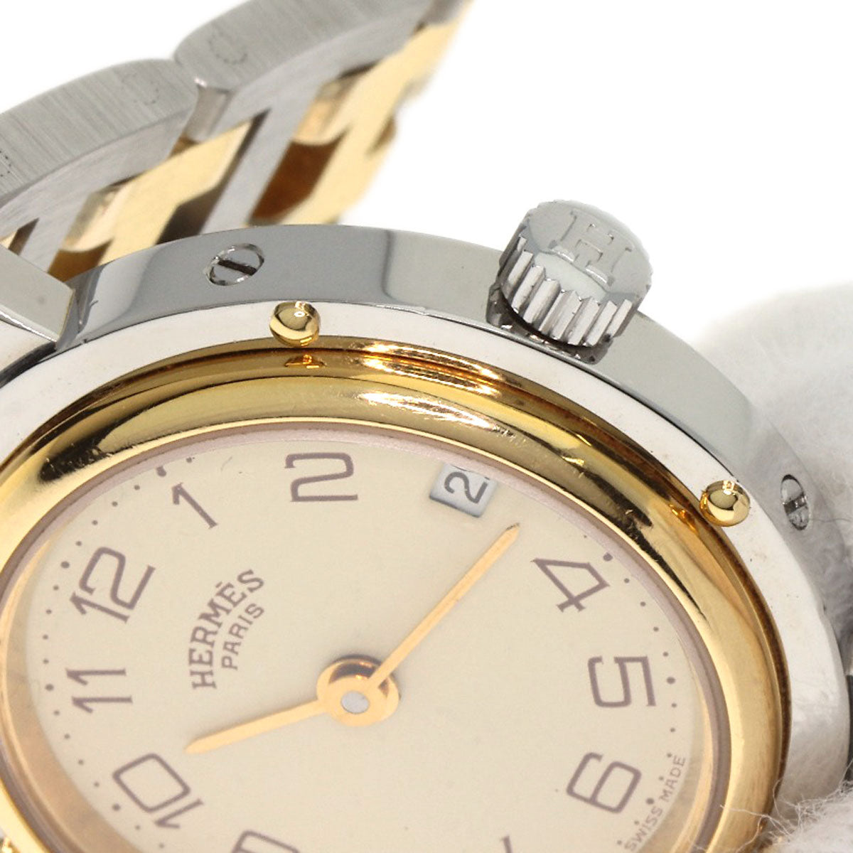 HERMES clipper old buckle Watches  Stainless Steel/SSxGP Ladies