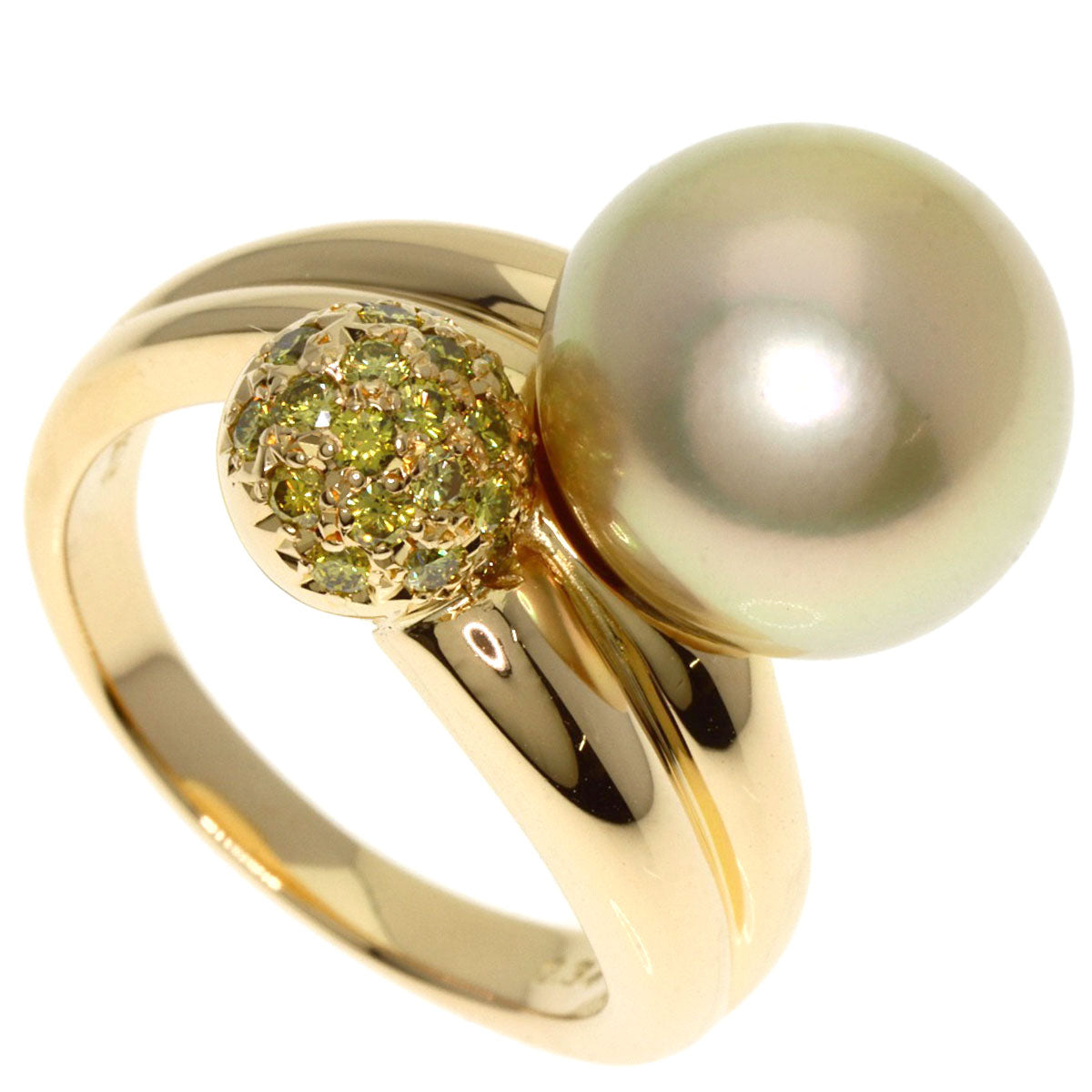 TASAKI Golden Pearl Pearl Diamond Ring K18 Yellow Gold Ladies [Used]