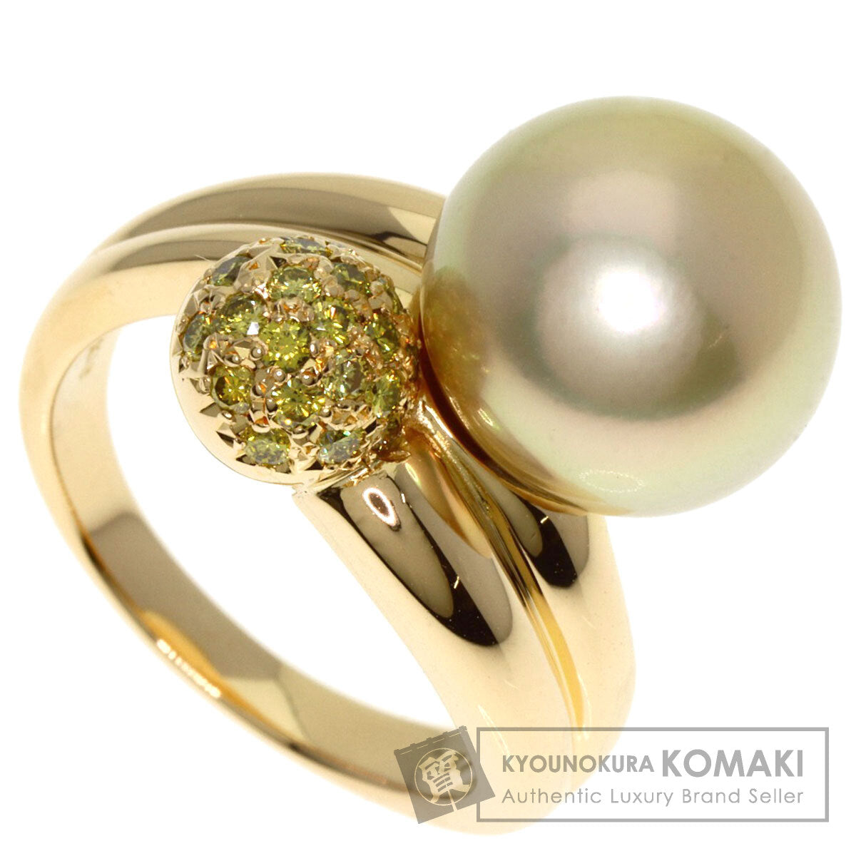 TASAKI Golden Pearl Pearl Diamond Ring K18 Yellow Gold Ladies [Used]