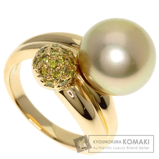 TASAKI Golden Pearl Pearl Diamond Ring K18 Yellow Gold Ladies [Used]