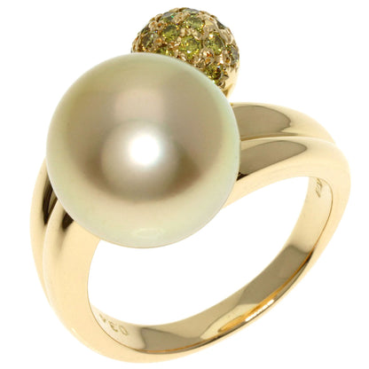 TASAKI Golden Pearl Pearl Diamond Ring K18 Yellow Gold Ladies [Used]