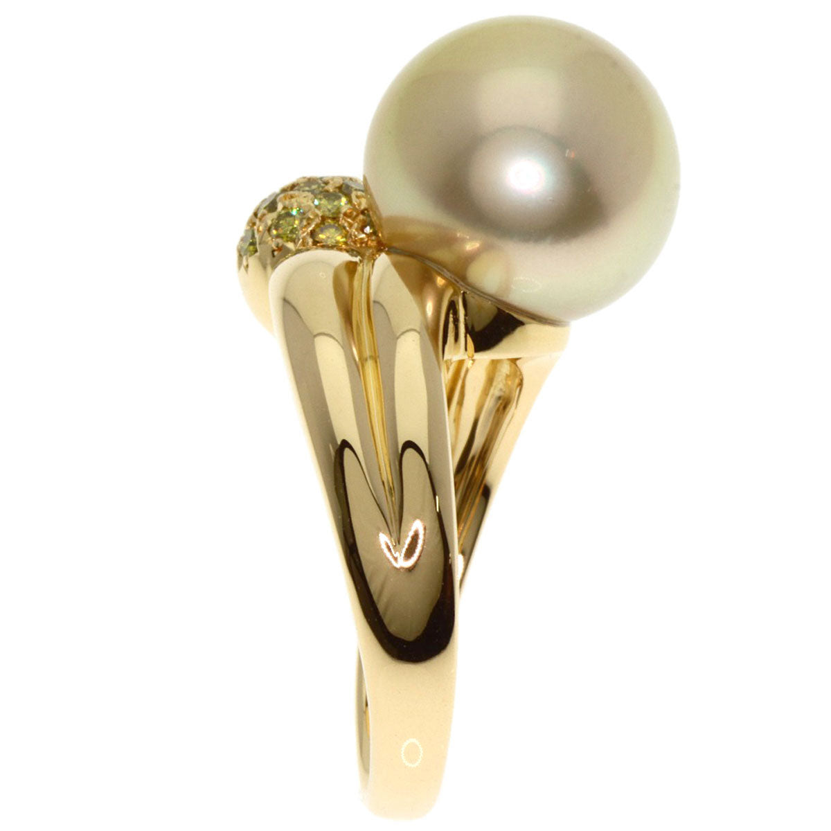 TASAKI Golden Pearl Pearl Diamond Ring K18 Yellow Gold Ladies [Used]