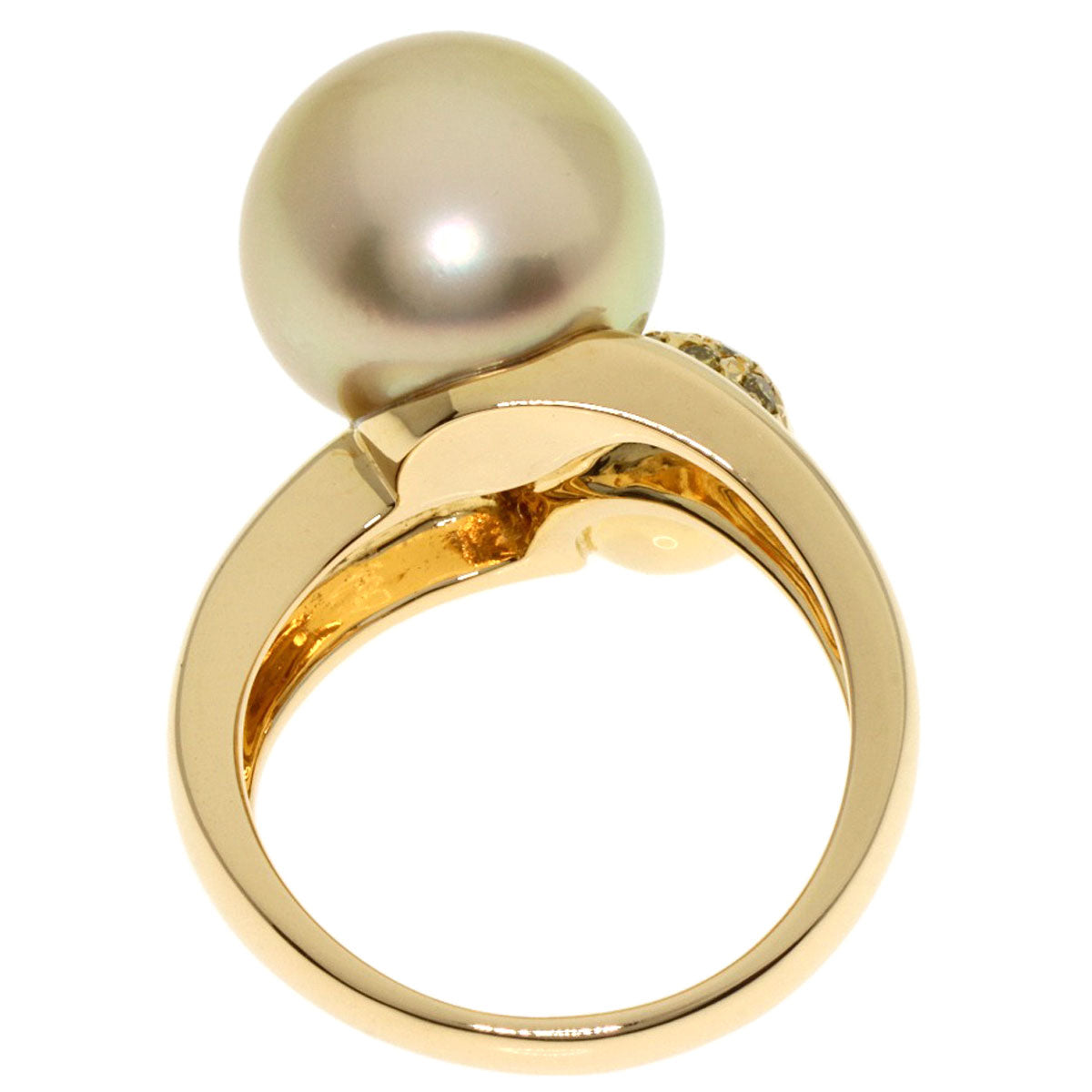 TASAKI Golden Pearl Pearl Diamond Ring K18 Yellow Gold Ladies [Used]