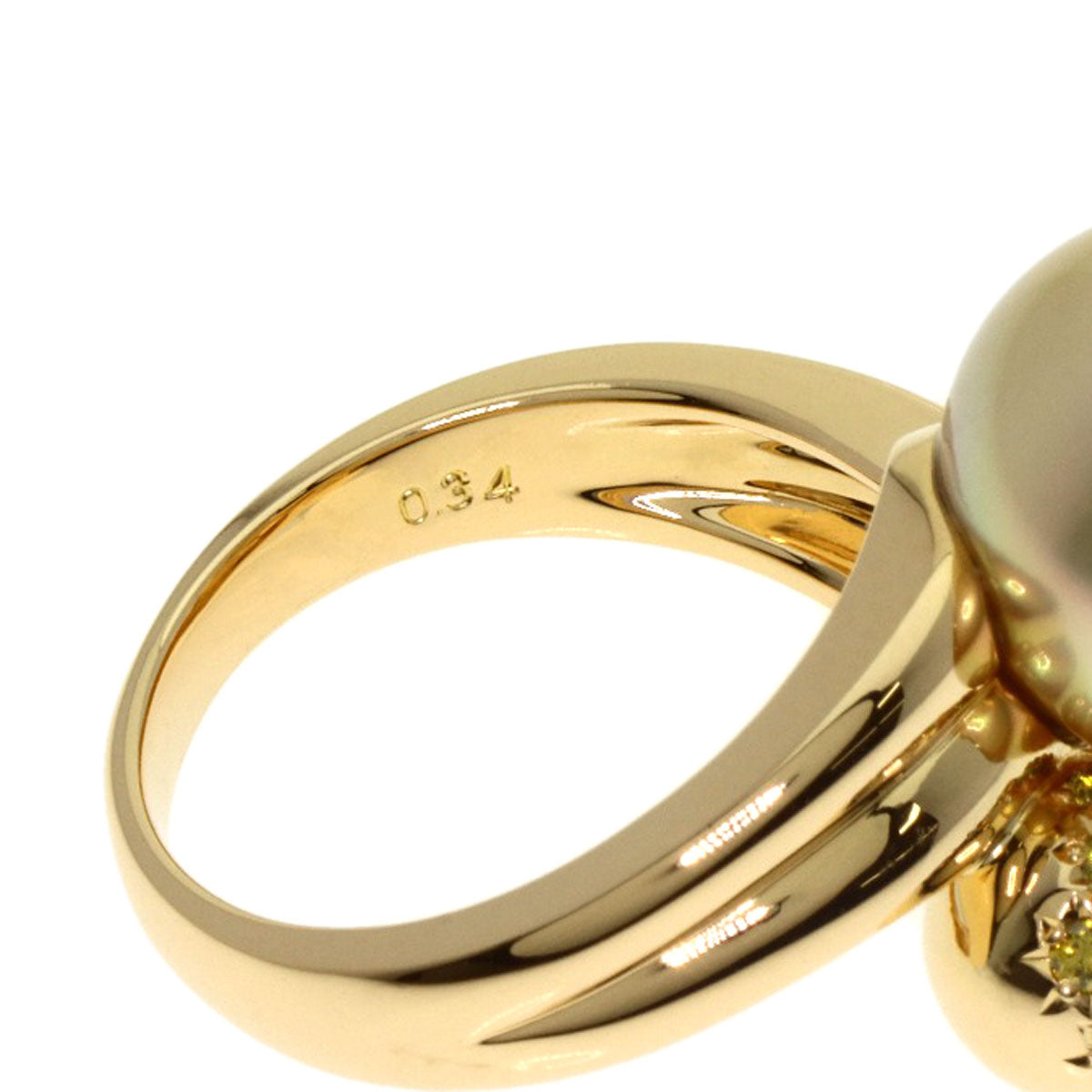 TASAKI Golden Pearl Pearl Diamond Ring K18 Yellow Gold Ladies [Used]