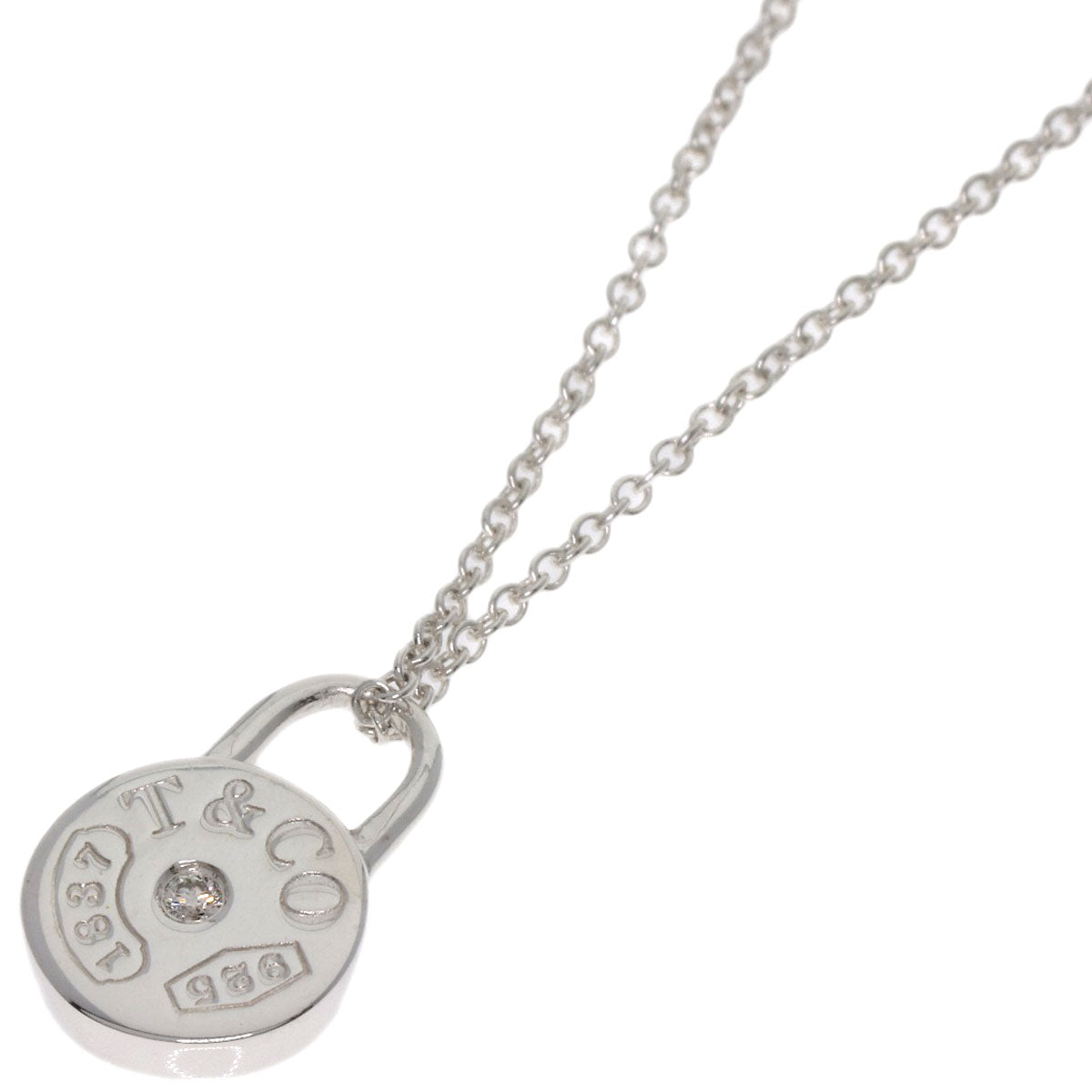 TIFFANY&Co. 1837 Round Rock Diamond Necklace Silver Ladies [Used]