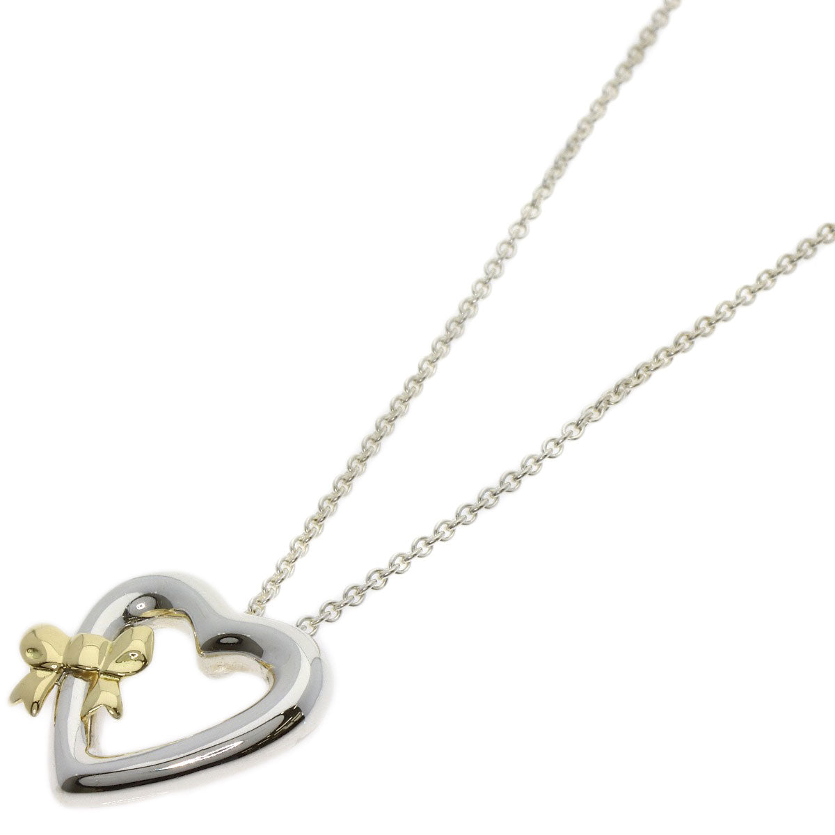 TIFFANY&Co. Heart ribbon Necklace Silver 18K Yellow GoldLadies [Used]