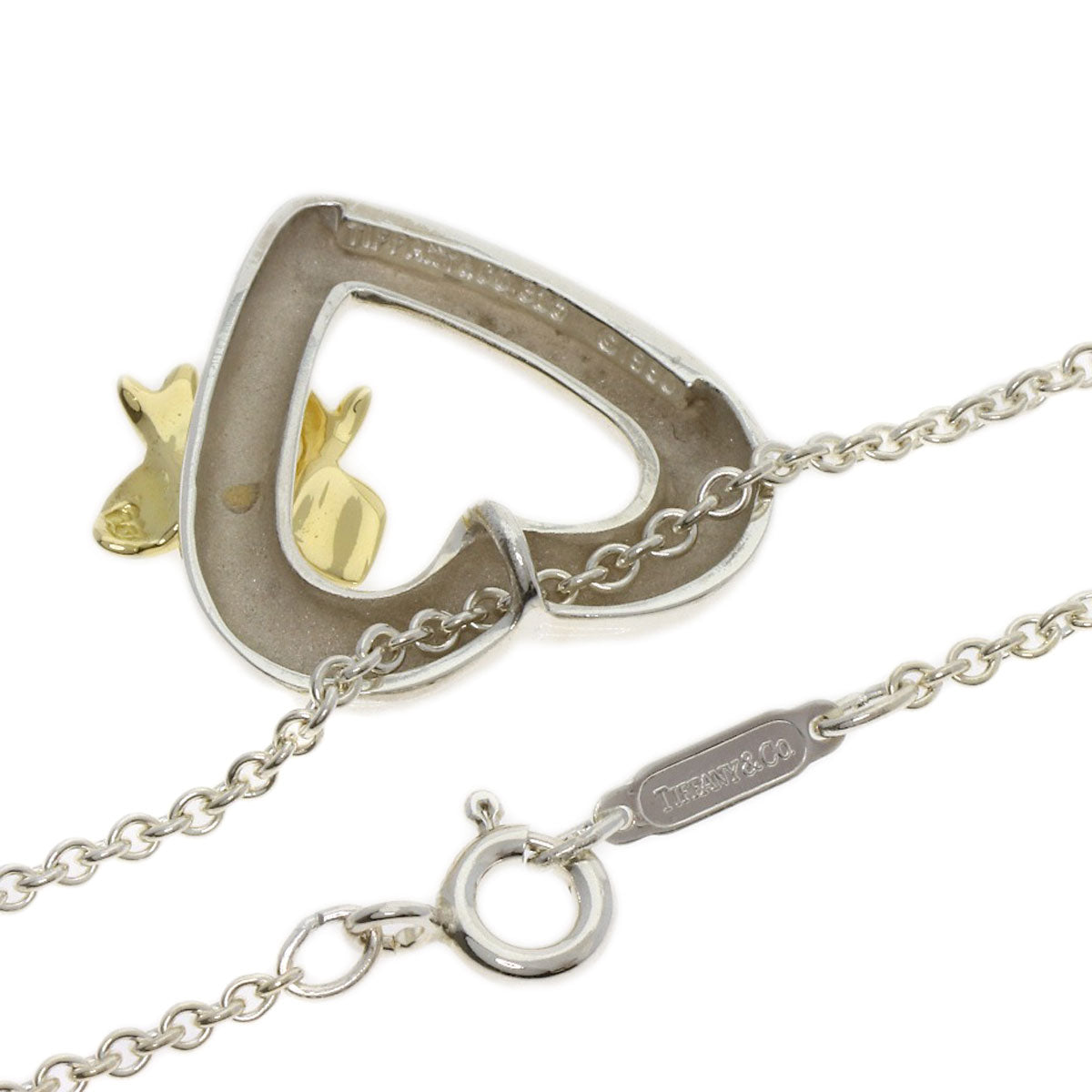 TIFFANY&Co. Heart ribbon Necklace Silver 18K Yellow GoldLadies [Used]