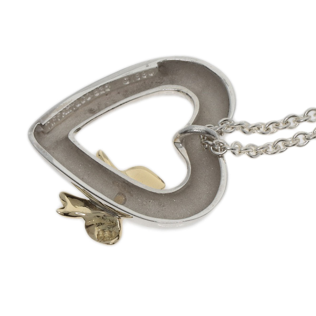 TIFFANY&Co. Heart ribbon Necklace Silver 18K Yellow GoldLadies [Used]