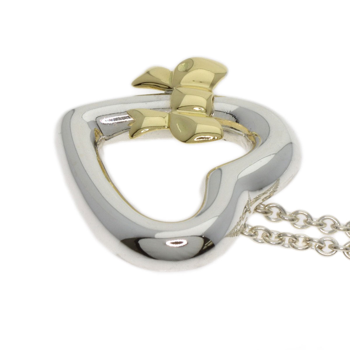 TIFFANY&Co. Heart ribbon Necklace Silver 18K Yellow GoldLadies [Used]