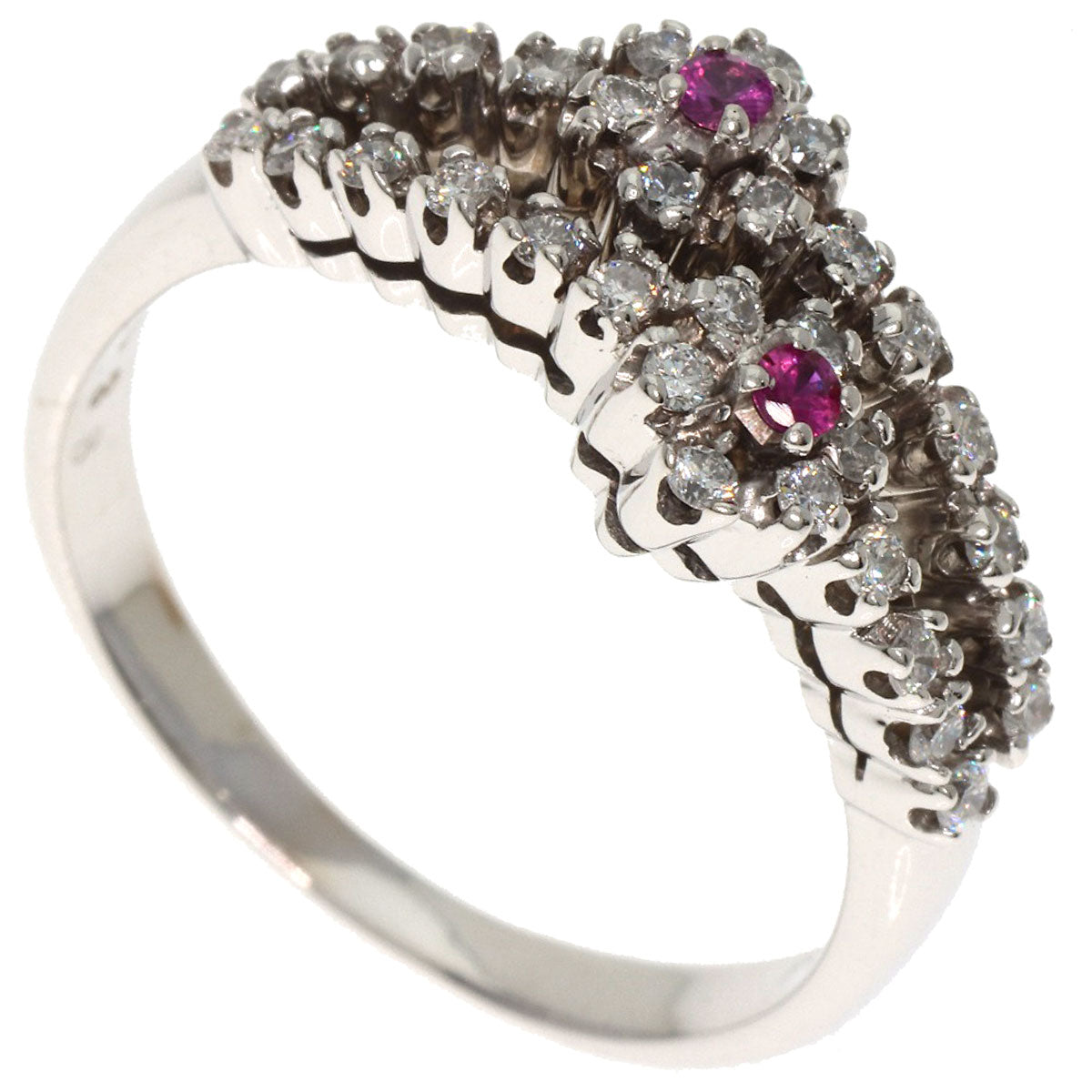 Ponte Vecchio Ruby Diamond Ring K18 White Gold Ladies [Used]