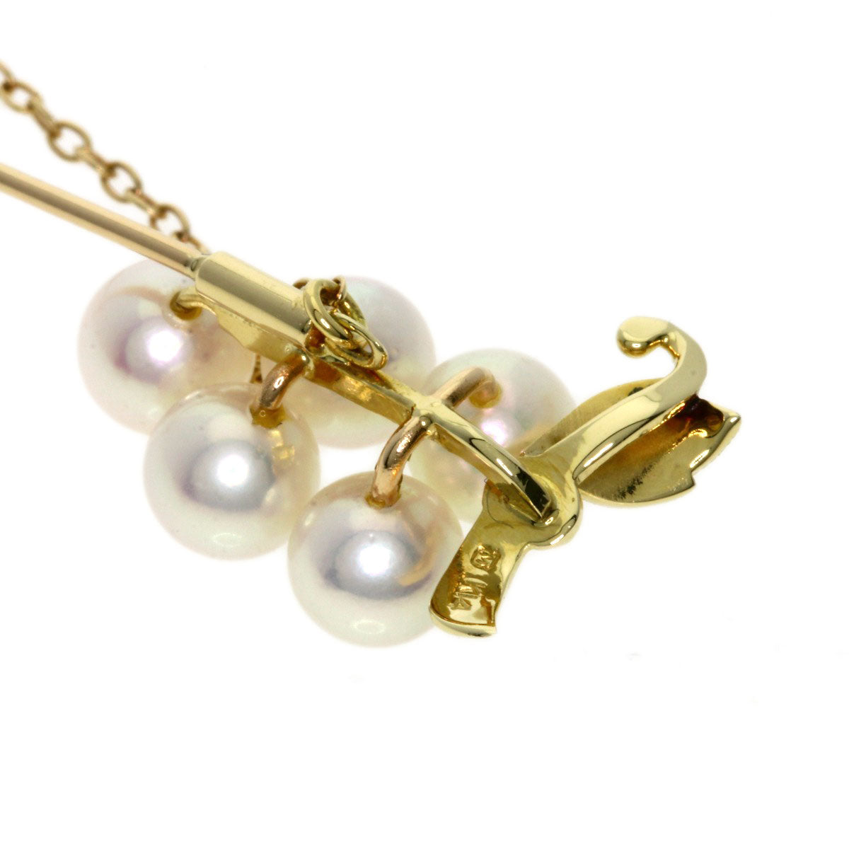 MIKIMOTO Pearl Pearl Grape motif pin Brooch Brooch K14 Yellow Gold Ladies [Used]