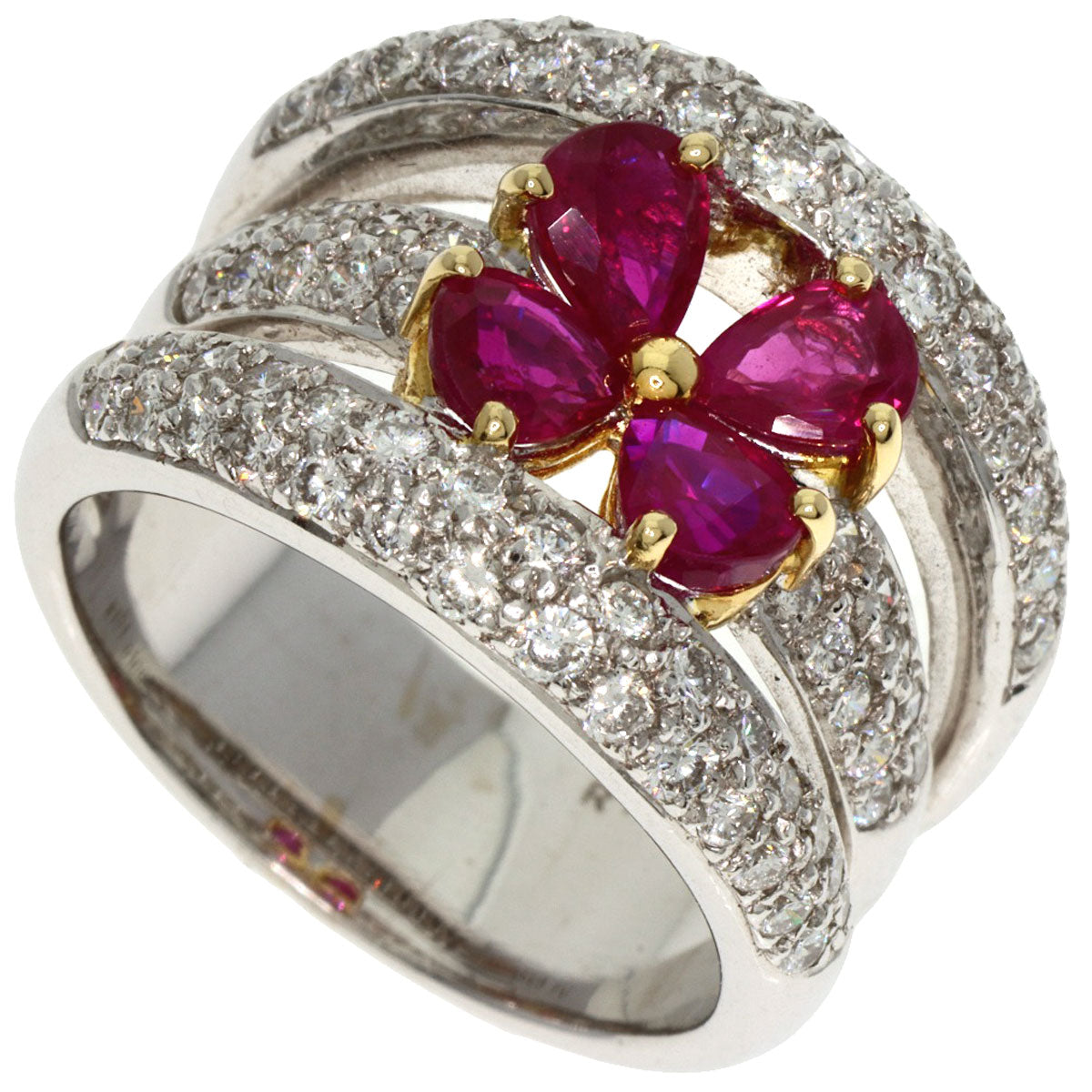 Ponte Vecchio Ruby Diamond Ring K18 White Gold Ladies [Used]