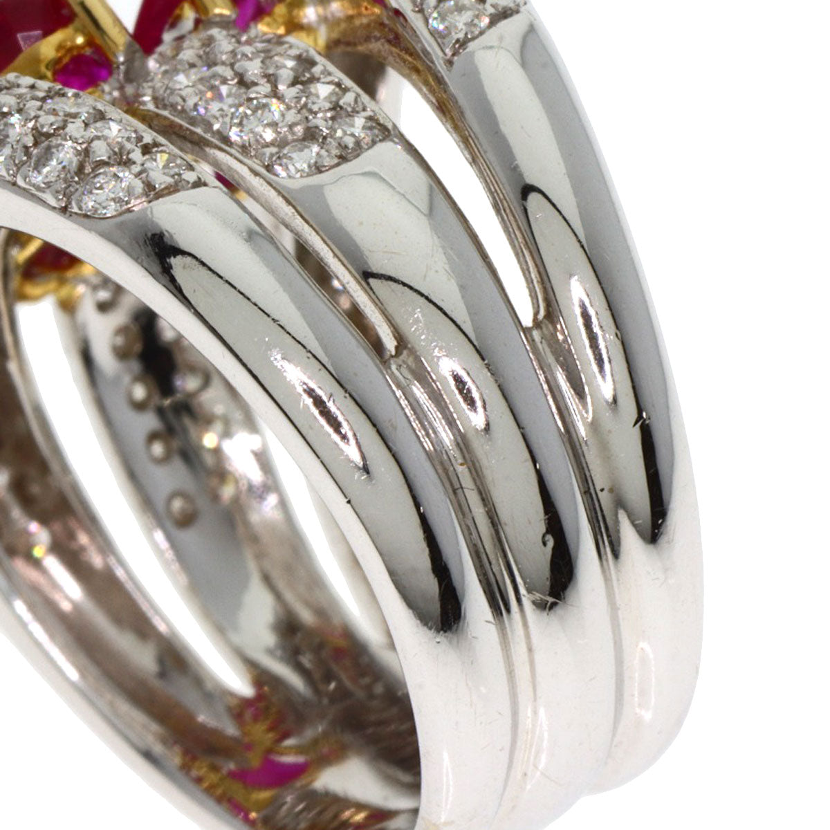 Ponte Vecchio Ruby Diamond Ring K18 White Gold Ladies [Used]