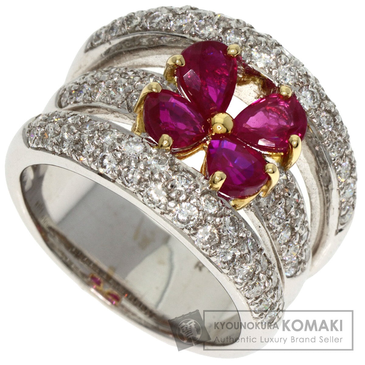 Ponte Vecchio Ruby Diamond Ring K18 White Gold Ladies [Used]