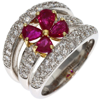 Ponte Vecchio Ruby Diamond Ring K18 White Gold Ladies [Used]