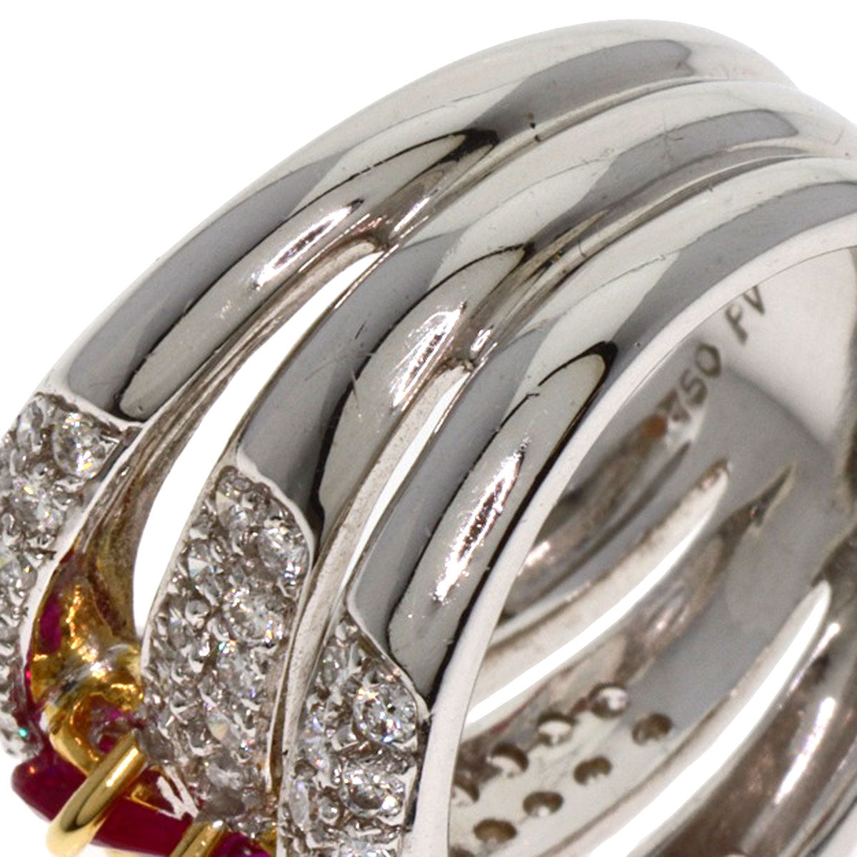 Ponte Vecchio Ruby Diamond Ring K18 White Gold Ladies [Used]