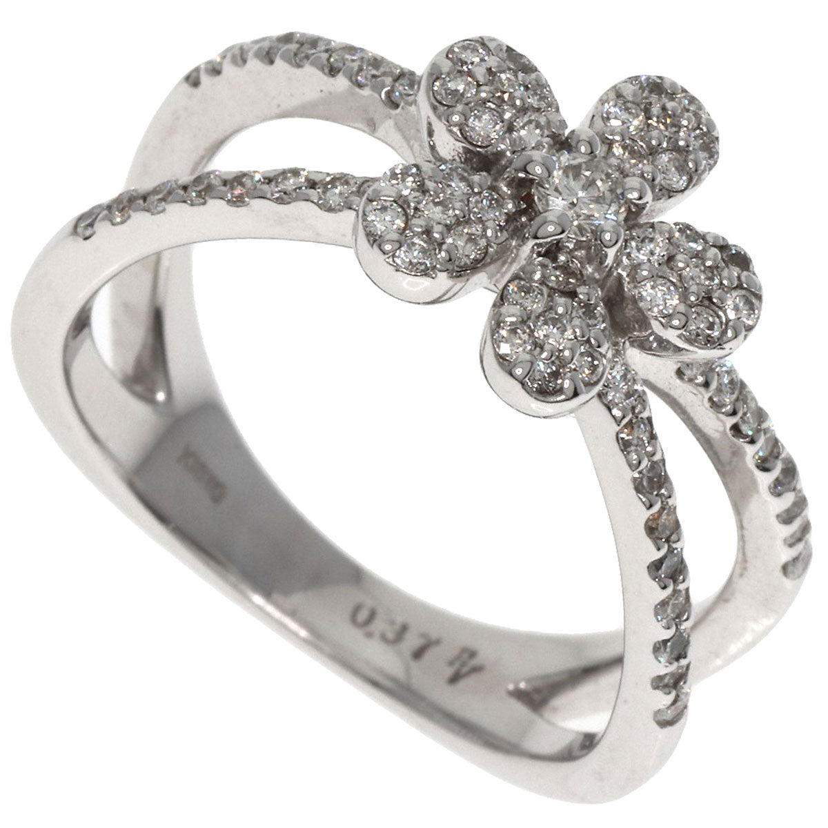 Ponte Vecchio Diamond flower Ring K18 White Gold Ladies [Used]