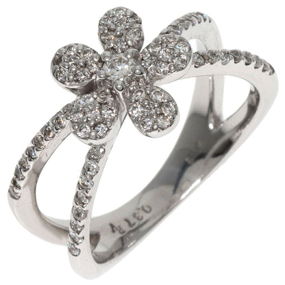 Ponte Vecchio Diamond flower Ring K18 White Gold Ladies [Used]