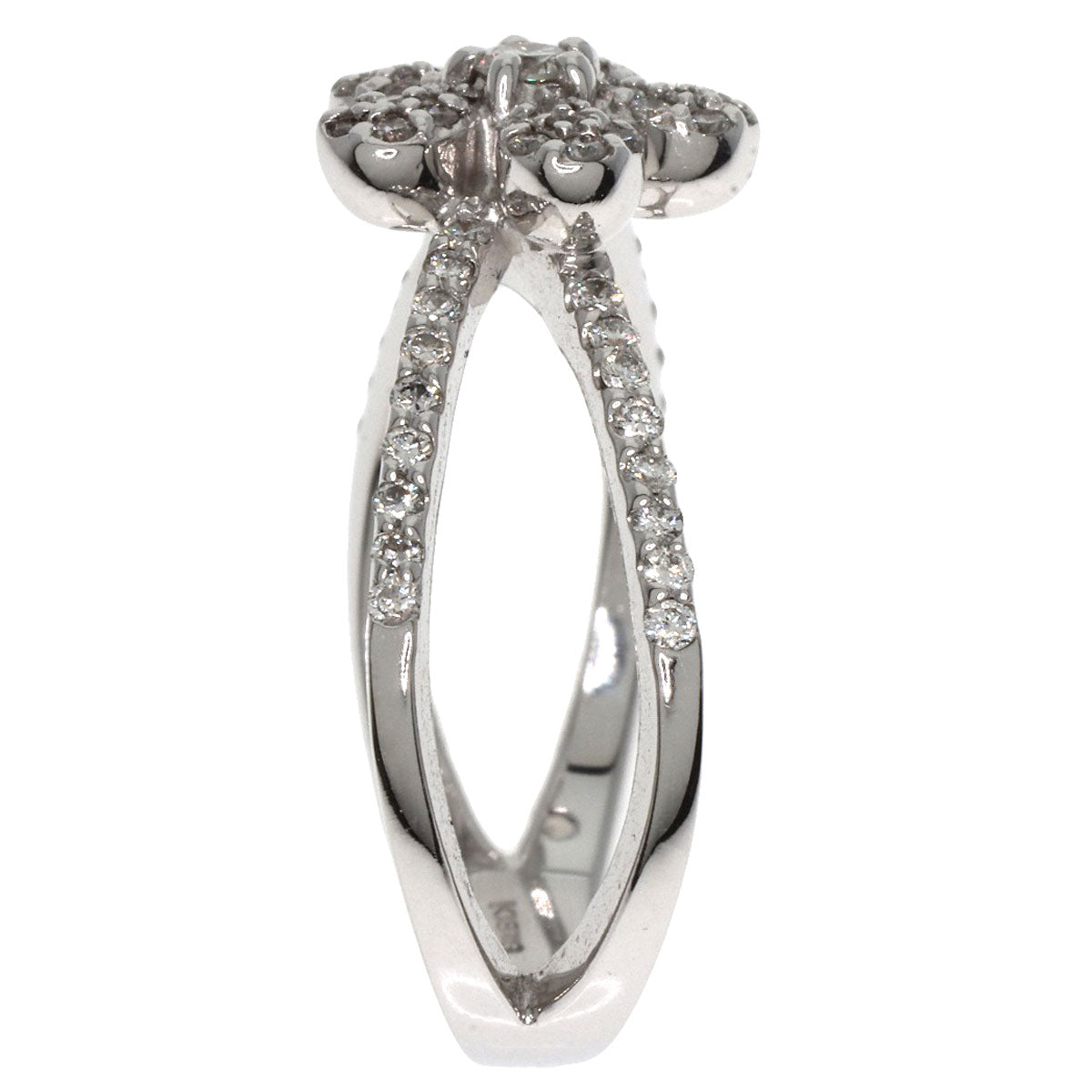 Ponte Vecchio Diamond flower Ring K18 White Gold Ladies [Used]