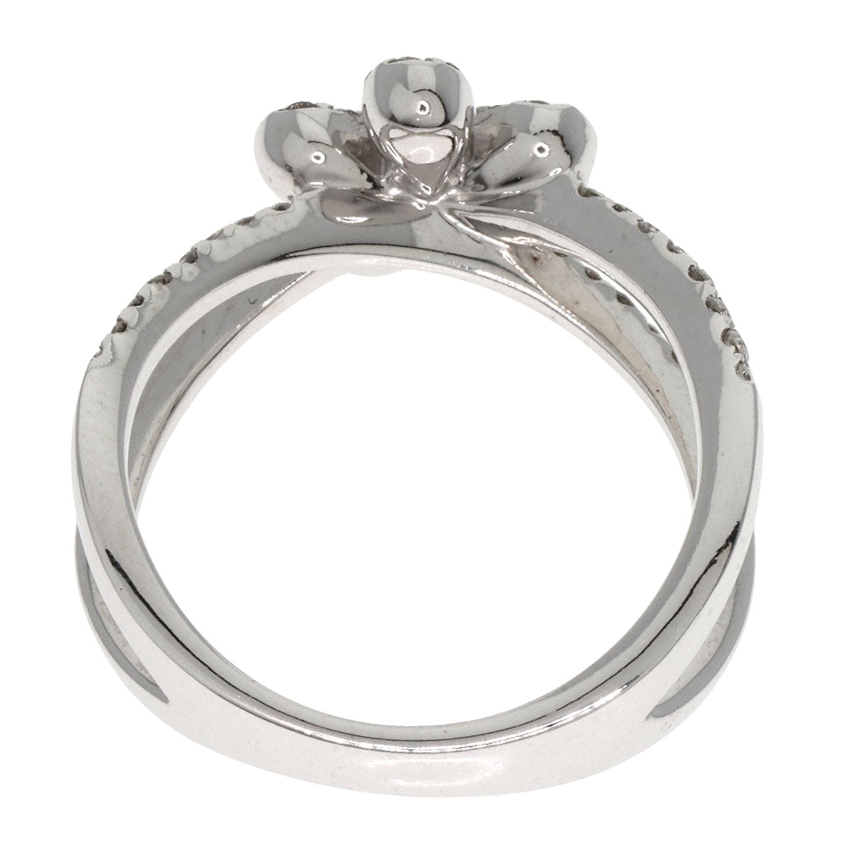 Ponte Vecchio Diamond flower Ring K18 White Gold Ladies [Used]