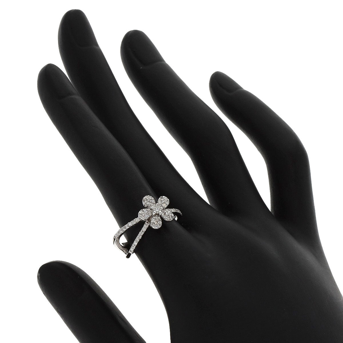 Ponte Vecchio Diamond flower Ring K18 White Gold Ladies [Used]