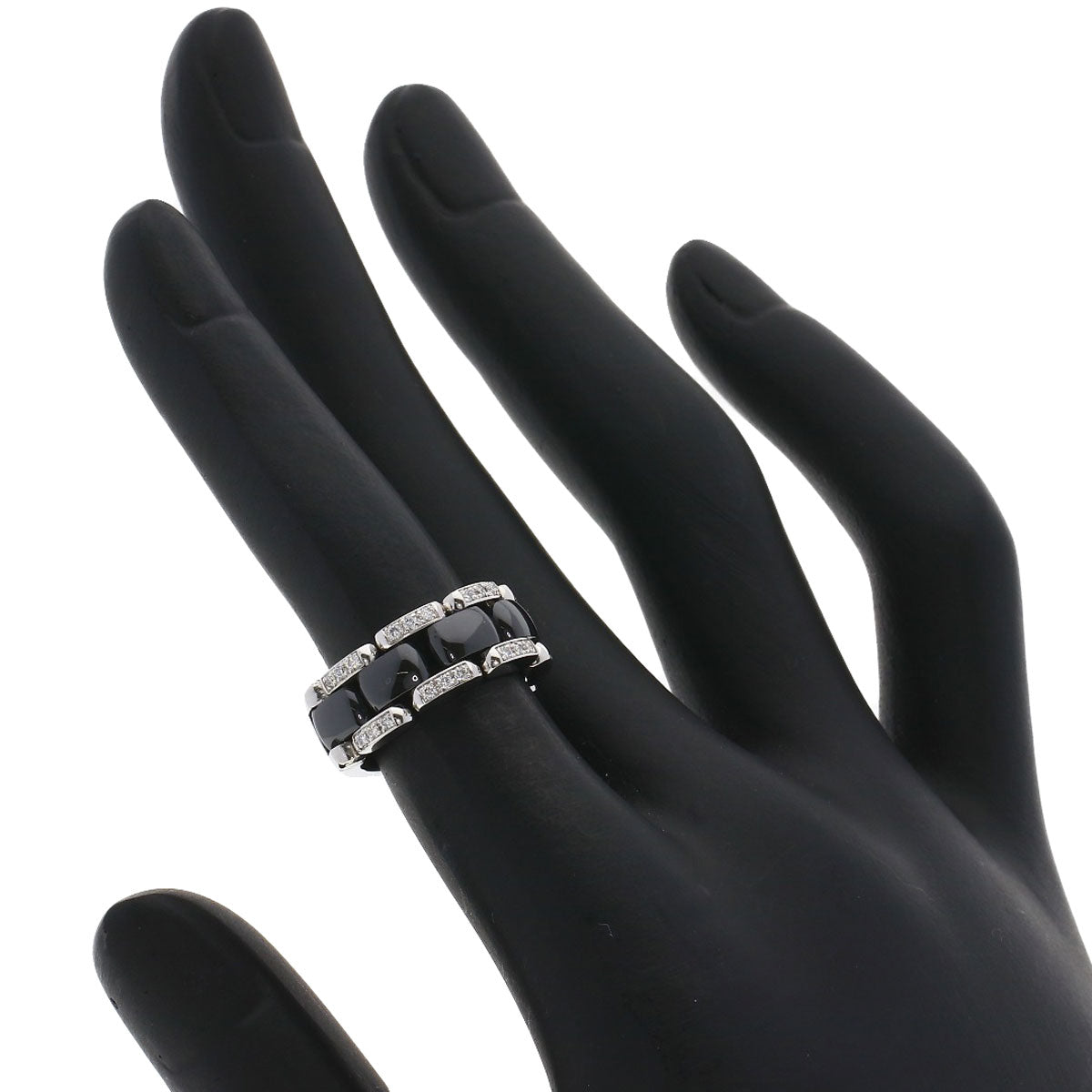 CHANEL Ultra Ring Diamond Black Ceramic Ring K18 White Gold CeramicLadies [Used]