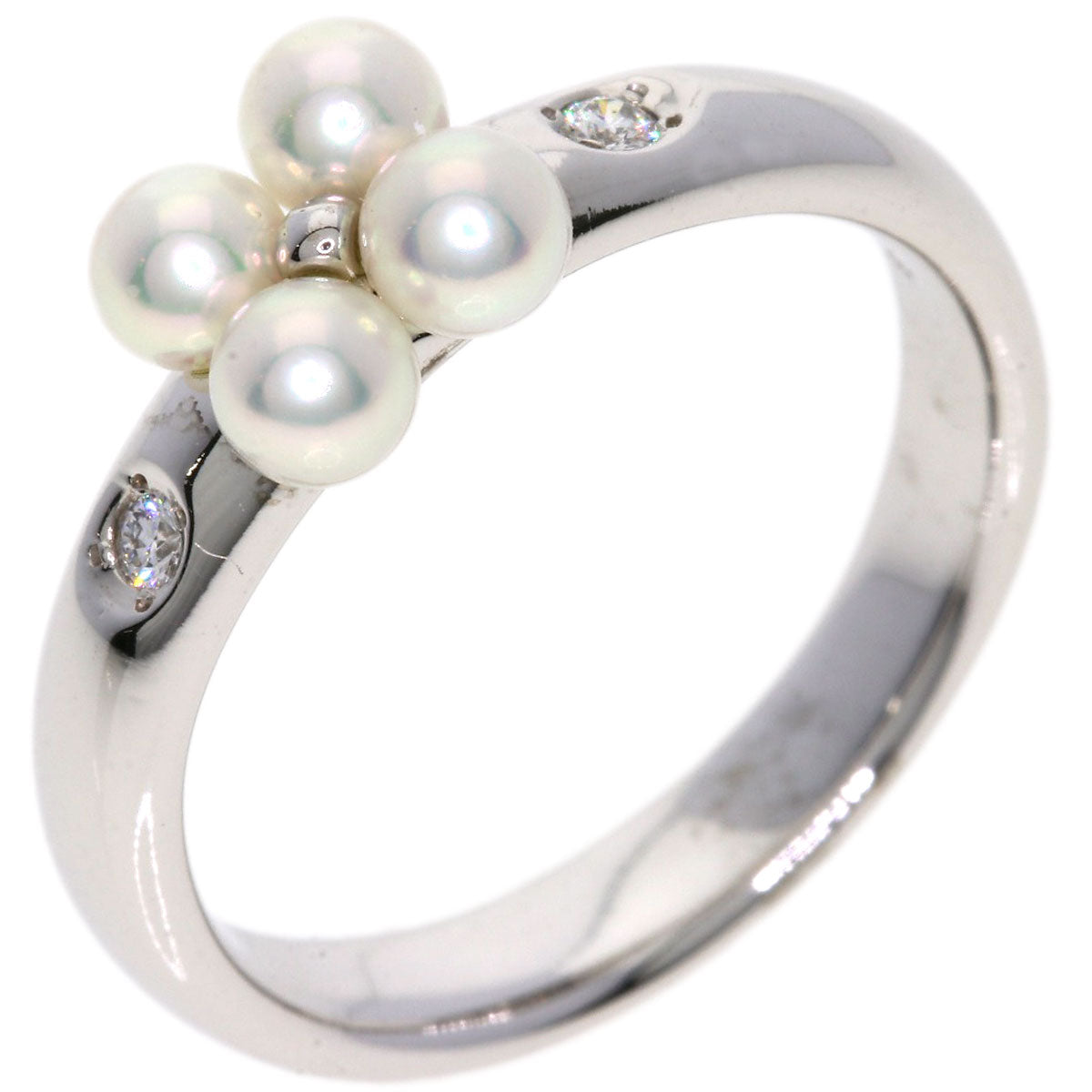 MIKIMOTO Pearl Pearl Diamond Ring K18 White Gold Ladies [Used]