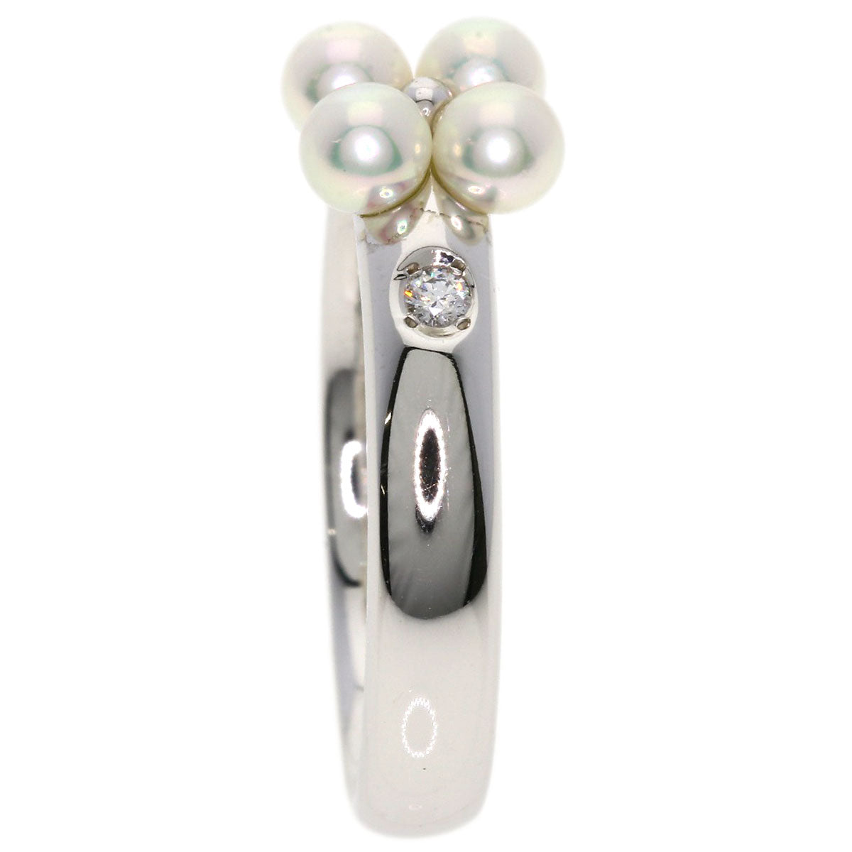 MIKIMOTO Pearl Pearl Diamond Ring K18 White Gold Ladies [Used]