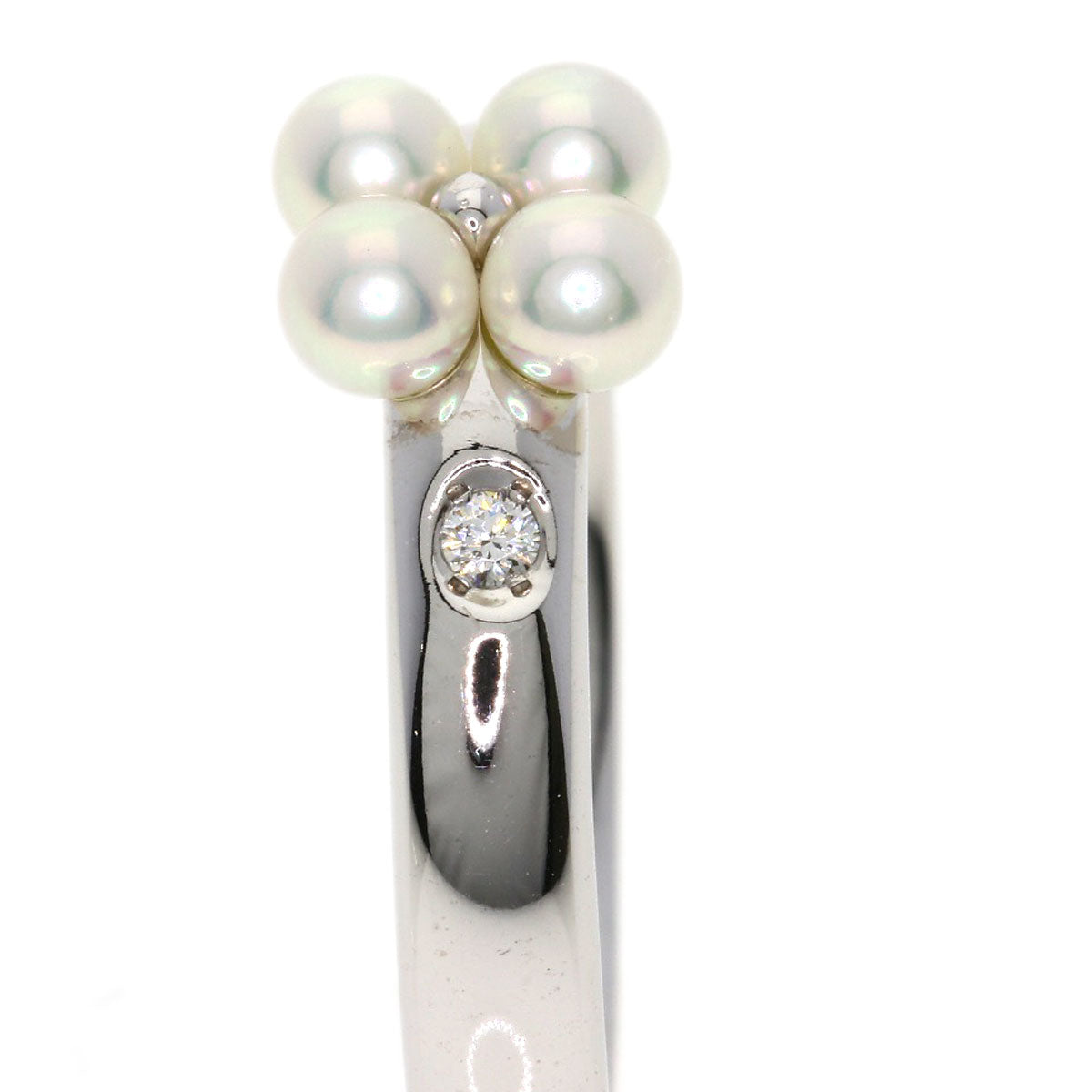 MIKIMOTO Pearl Pearl Diamond Ring K18 White Gold Ladies [Used]