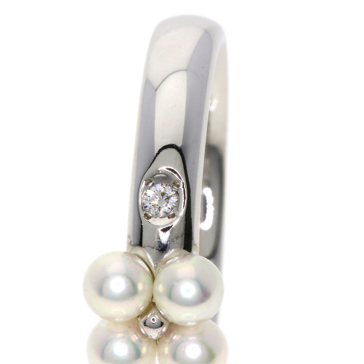 MIKIMOTO Pearl Pearl Diamond Ring K18 White Gold Ladies [Used]