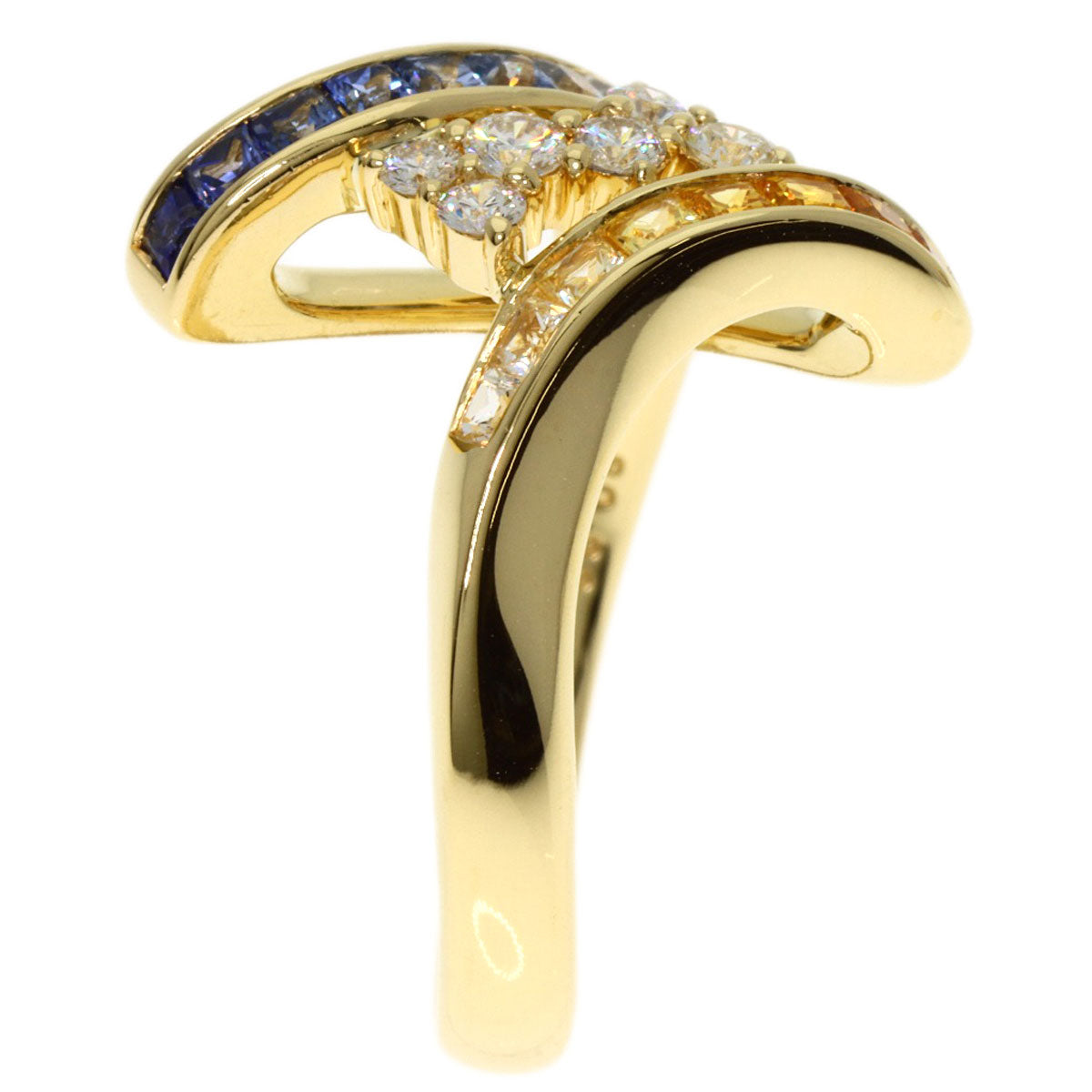 Jeunet Sapphire Diamond Ring K18 Yellow Gold Ladies [Used]